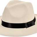 BABEYOND 1920s Fedora Hat for Men Gatsby Wide Brim Fedora Hat Felt Panama Cap with Band for Women Men