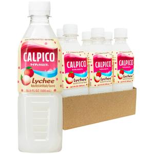 CALPICO Lychee Smooth, Creamy & Refreshing Non-Carbonated Beverage, Sweet and Tangy, Japanese Lactic Acid Drink, 16.9 Fl oz (Pack of 6)б EXP: FEB 05 2027