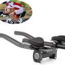 Alomejor Aerobars Aluminum Alloy TT Handlebars Rests Armrest Pads and Sponge Cushions for Road Bikes Triathlon Cycling 
