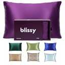 Blissy Silk Pillowcase - 100% Pure Mulberry Silk - 22 Momme 6A High-Grade Fibers - Silk Pillow Cover for Hair & Skin - Regular, Queen & King (Royal Purple, Standard)