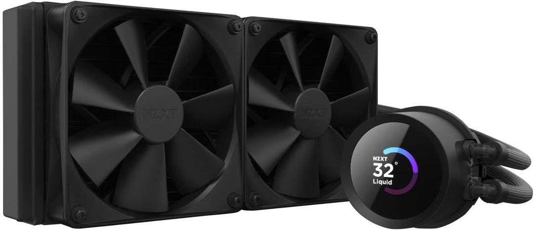 NZXT Kraken 240-240mm AIO CPU Liquid Cooler - Customizable 1.54"" Square LCD Display for Images, Performance Metrics and More - High-Performance Pump - 2 x F120P Fans - Black