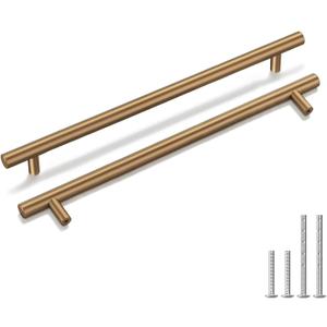 goldenwarm 10 Pack Champagne Bronze Cabinet Pulls Gold Cabinet Handles 10 inch(256mm) Champagne Drawer Pulls Brushed Bronze Cabinet Pulls Kitchen Bathroom Bedroom Furniture Handles