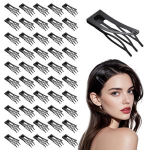 50 Pcs Metal Double Grip Hair Clips, 3 Prong Hair Clip for Women