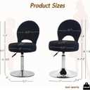 Adjustable Small Vanity Stool Chair, 360 Swivel Vanity Chair with Folding Back for Teenager, Teddy Fabric Makeup Ottoman Stool for Bedroom, Living Room, Small, Black