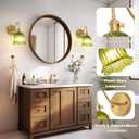 Vintage Battery Operated Wall Sconces Set of Two, RGB Dimmable LED Wall Light with Remote Control, Green Glass Lampshade Wall lamp with 15 Colors for Bedroom, Living Room, Home Decor