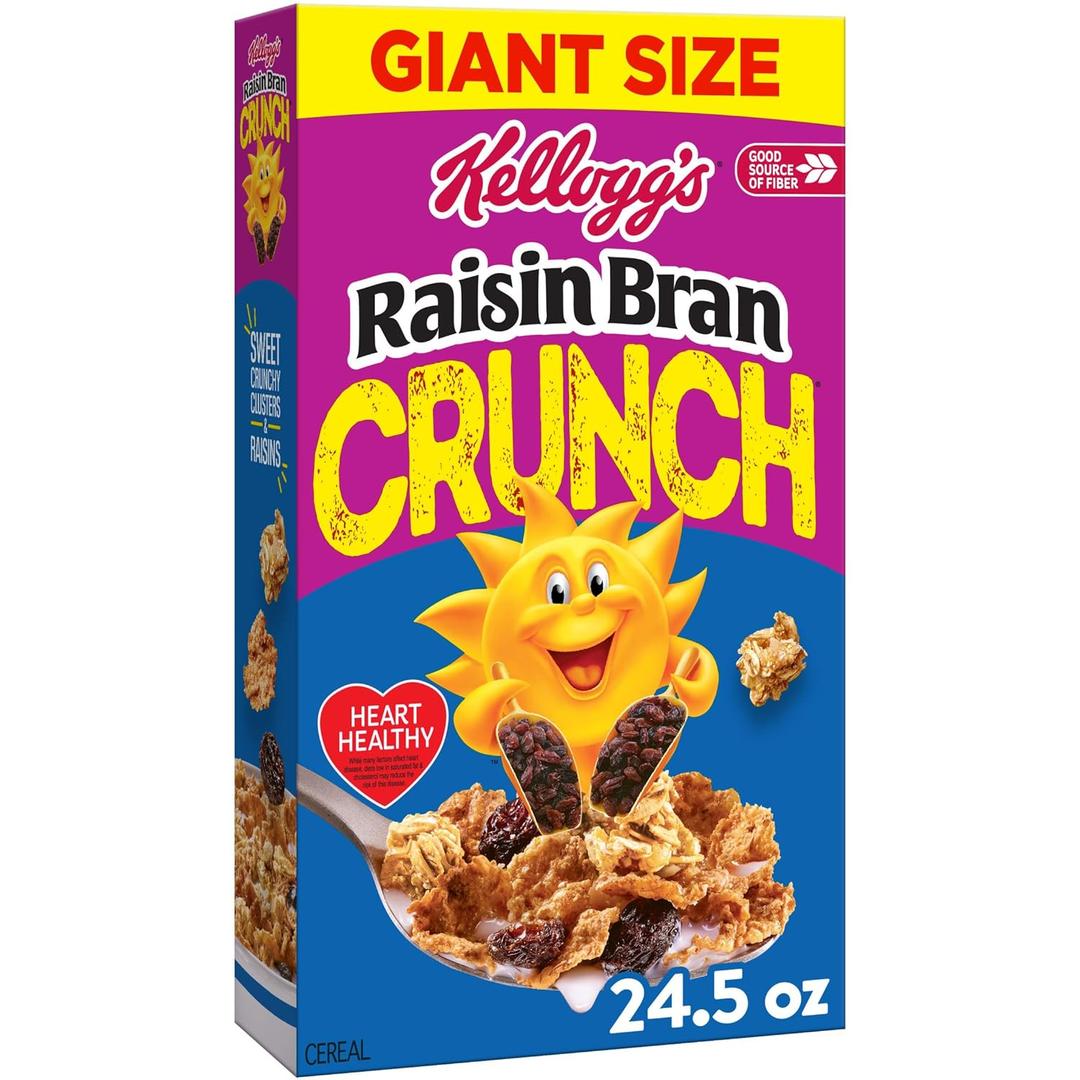 Kellogg's Raisin Bran Crunch Breakfast Cereal, Good Source of Fiber, Giant Size, 24.5 oz
