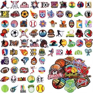 Janinka 100 Pcs Sports Iron on Patches Soccer Football Baseball Basketball Embroidery Applique Patches for Players Coaches Sports Lovers Fans Hats Clothes Jackets Jeans Dress Backpacks Bags Accessory
