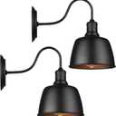 IC INSTANT COACH Black Gooseneck Barn Wall Light Wall Sconce Lighting Industrial Retro Farmhouse E26 Wall Lamp Led Porch Light for Kitchen, Foyer,Bedroom,Warehouse, Dining Room, Restaurant (2 Lights)