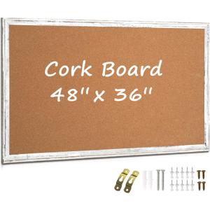 Large Cork Board, 48" x 36", Big Bulletin Board White Framed Corkboard for Wall, Decorative Pin Board Vision Board Memo Board for Office Home School