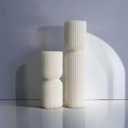 She and Brie Aesthetic Ribbed Pillar Candle Set| Aesthetic Room Decor| Wedding table decor| Dinner Candles| Candle Gift Set| Column Candles| Hourglass Pillar| Set of 2