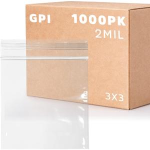 3" x 3" Zip Bags - 1000 Count, Small, Clear Plastic Reclosable Zipper Poly Baggies, 2 Mil, with Resealable Zip Top Lock for Packaging Jewelry, Coins, Pills, Candy, Beads, Seeds & More.