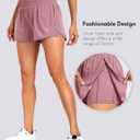 Haimont Women's Running Shorts 2 in 1 High Waisted Athletic Shorts with Drawstring Pockets 3" Compression Liner Shorts