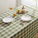Softalker Outdoor Checkered Tablecloth, Linen Cotton Gingham Table Cloths for 6 Foot Rectangle Tables with Tassel, Heavy Duty Wrinkle Free Plaid Table Cover for Picnic Camping - 55 x 84 Inch, Sage