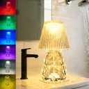 Waterproof Shower Lamp, Rechargeable Bathroom Lamp with RGB, Cordless Crystal Table Lamp, Dimmable Crystal Bedside Night Light for Bathroom Bedroom (White2)