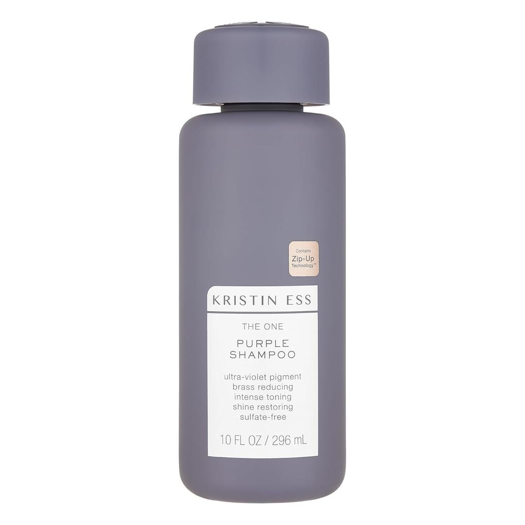 Kristin Ess Hair The One Purple Shampoo for Toning Blonde Hair - Neutralizes Brass + Yellow Tones, Shine Restoring - Sulfate, Silicone and Paraben Free, Color + Keratin Safe, 10 fl. oz.