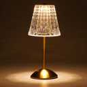Cordless Touch Table Lamp, 3500mAh LED Rechargeable Small Dask Lamp, 3 Colors Dimmable Battery Operated Crysta Lamp for Bedroom Restaurant Kitchen Home Decor, Gold