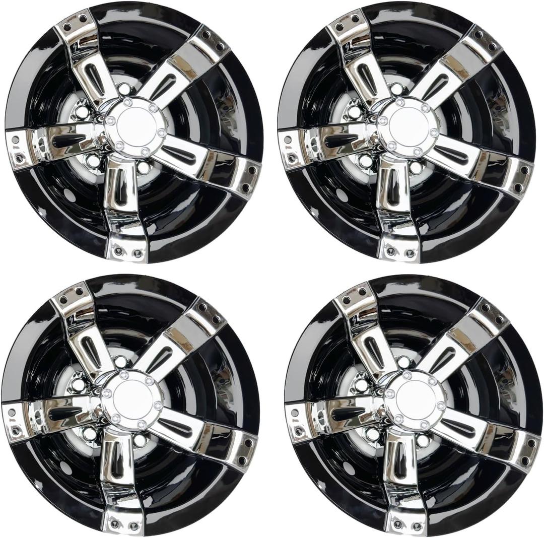 Dr.Acces Golf Cart 8" Wheel Covers Hub Caps W/Chrome Spokes for EZGO Cub Car Yamaha Golf Cart Set of 4pcs