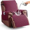 KinCam 100% Waterproof Recliner Chair Cover, Reclining Couch Covers for Pets, Dogs, Recliner Couch Slipcover Furniture Protector with Elastic Straps for Kids(23.6", Burgundy)