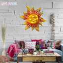 Large Sun Wall Art Decor 45 inch Metal Wall Art, Retro Hanging Decor, Valentine Wall Decorations for Patio,Yard,Garden,Fence,Living Room