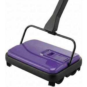 Manual Carpet Sweeper, Electric-Free Quiet Floor Sweeper with 300ml Easy-Empty Dustbin, 6.7 Cleaning Width for Pet Hair, Crumbs, Dust on Carpets, Hardwood, Tile - Home & Office Use (Purple)