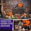 Barydat 120 Pcs Halloween Village House Accessories Miniature Halloween Town Set Mini Tombstone House Skeleton Pumpkin Tree Spider Ghost Streetlamp Figurines for Dollhouse Home Decor
