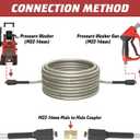 Pressure Washer Hose 50 FT, 1/4" PVC Gray Power Washer Hose, 3300 PSI Kink Resistant Pressure Water Hose, M22-14mm Extension Hose Replacement for Home Use