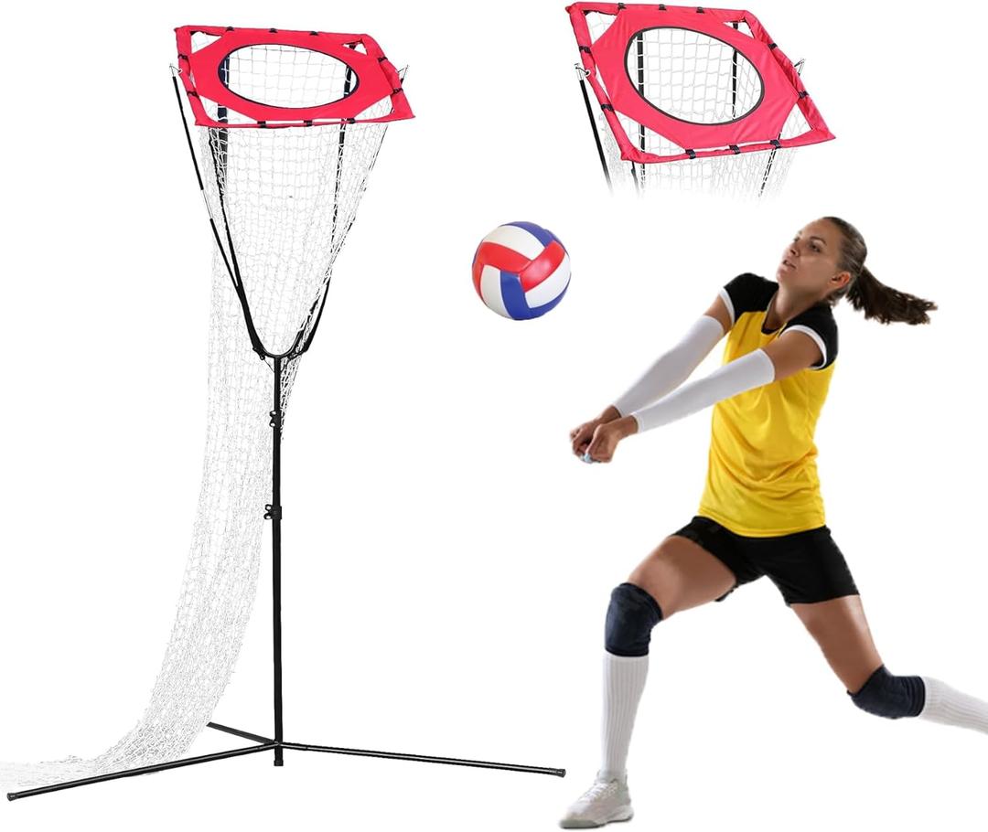 Volleyball Setter Trainer Net,Portable Training Net Equipment with Adjustable Height and Angle for Indoor&Outdoor Practice,Sturdy Footed Base for Serving,Spiking and Setting Training for Backyard,Gym
