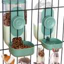 Kenond 35oz Hanging Automatic Pet Food Water Dispenser, Auto Gravity Pet Feeder and Waterer Set, Cage Cat Food Bowl Dog Feeding Station for Puppy and Kitten Rabbit Chinchilla Hedgehog Ferret (Green) 2 Pack