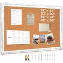 DOLLAR BOSS White Cork Board for Wall - 24 X 18 Inches, Rustic Wooden Frame Bulletin Board, Decorative Hanging Pin Board for Office & Home Decor
