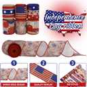 AnyDesign Patriotic Wired Edge Ribbon 36 Yards Retro American Flag Fabric Ribbon 2.5 Inch 4th of July Star Stripe Wrapping Ribbons for 250th Anniversary Independence Day Wreath Bow DIY Crafts, 6 Roll
