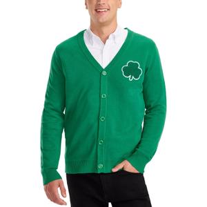 Tipsy Elves St. Patrick's Day Men's Cardigan - Soft Knit Button-Up Sweater - Lucky St Paddy's Party Outfit (Green, XL)