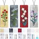 FREEBLOSS 4 Set Embroidery Bookmark Kit Flowers Embroidery Kit for Beginners with Instructions Embroidered Bookmark DIY Hand Embroidery Kit Embroidered Bookmark Kit Cross Stitch Kit