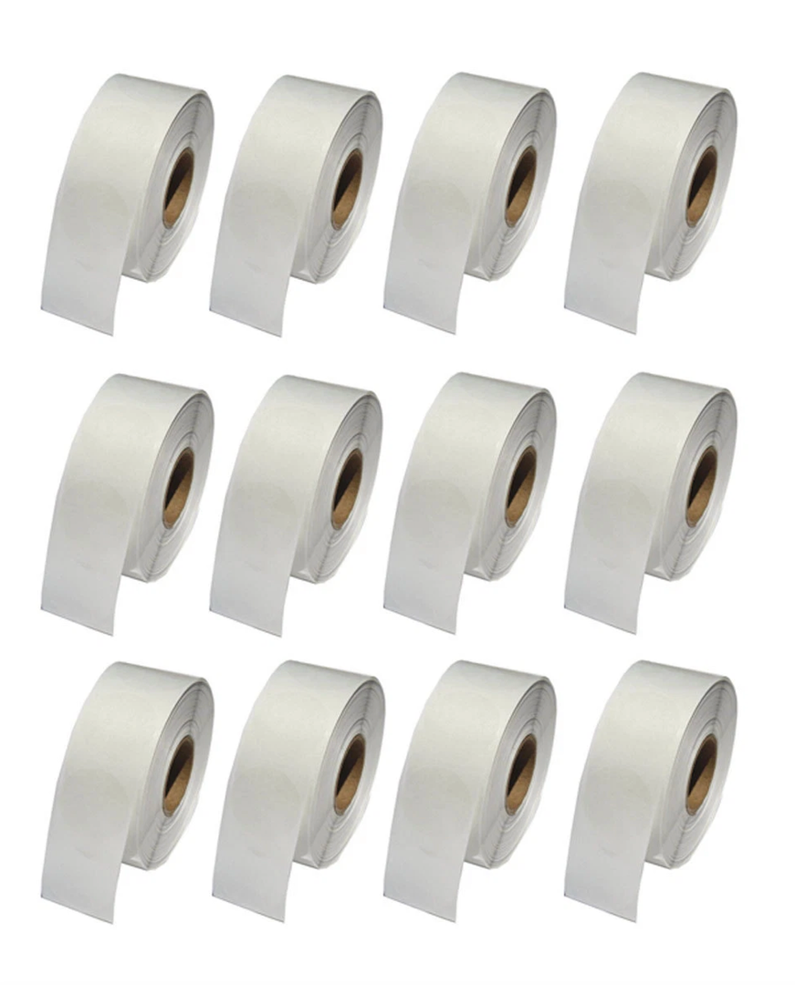 White Sticker Roll Pack – 12 Rolls