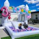 iLink-outer White Bounce House for Kids - 13x8x8FT Oxford White Bouncy House with Slide & Ball Pit, Perfect for Parties & Events,Safe and Fun for All Ages