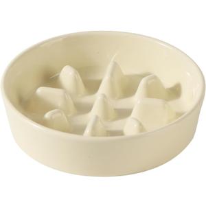 Havniva Ceramic 0.9 Cup Dog Bowl Slow Feeder, 6.1inch Slow Pet Food Dish for Small Dog and Cat, Stop Bloat, Preventing Choking(Single Bowl, Light Yellow)