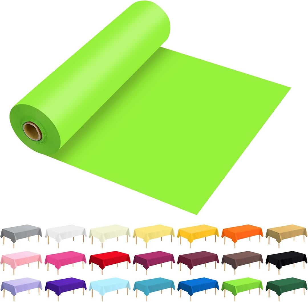 54 Inch X 100 Feet Plastic Table Cover Roll Premium Disposable Plastic Tablecloth for All Type/Shape Tables | Picnic, Party, Banquet, Birthdays, Weddings (Lime Green, 54 Inch X 100 Feet), 1200" x 54"