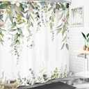 LIGHTINHOME Sage Green Shower Curtain 72Wx72H Inches, Watercolor Eucalyptus Leaves Summer Bathroom Curtains, Botanical Plants Earthy Waterproof Fabric Shower Curtains for Bathroom Decor with Hooks
