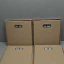 Storage Bins with Lids, Collapsible Linen Fabric Boxes Organizer Containers with Lid Foldable Storage Box Basket for Closet, Shelves, Home, Office, 12 x 12 x 12.4 Inch, 4 Pack, Beige