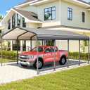 12x20FT Metal Carport, Heavy Duty Carport Canopy with Reinforced Frame and Base for All-Weather, Outdoor Garage Car Port for Boats, Tractors, Pickup Trucks or Party, Dark Gray