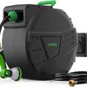 Tuyeho Retractable Garden Hose Reel 100FT, Wall Mount Heavy Duty Water Hose Reels with Automatic Slow Rewind System, Outdoor Hoses Reel with 2 Hose Nozzles for Garden Watering, Car Wash, Pet Shower