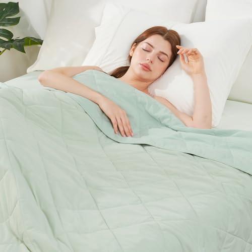 Cozy Bliss Cooling Blanket for Hot Sleepers Queen Size, Q-Max 0.45 Cooling Comfort, Cold Blankets for Night Sweats Sleeping, Ultra-Cool Lightweight Breathable Summer Blanket for Bed, Mint Green