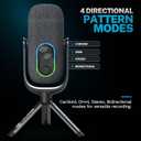 JLab JBuds Talk USB Gaming Streaming Microphone, White, USB-C Output, Cardioid, Omni, Stereo, Bi-Directional, 96k Sample Rate, Volume Control, Gain Control, and Quick Mute, 3.5mm AUX, Plug and Play