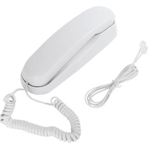 White OF-990 Slimline Wall-Mountable Basic Corded Telephone No AC Power Required