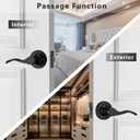 NCL 2 Pack Black Door Handle Interior, Wave Door Lever Door Knob for Hall