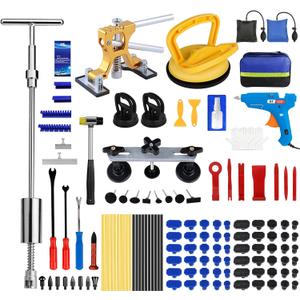 Dent Puller Hail Remover Kits,129pc Professional Car Paintless Dent Removal Tools,Slide Hammer 2 in 1 T-Bar, Adjustable Dent Lifter,Bridge Puller for Auto Body SUV Dings Damage DIY Removal