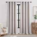 jinchan Linen Textured Curtain 96 Inch Long for Living Room Light Filtering Thermal Insulated Grommet Top Window Drape for Bedroom 52x96 Stone White, 1 Panel