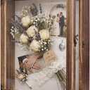 Shadow Box Frame 11x14 with Retro Metal Accents and Lock, Solid Wood Acrylic Door Display Case with Linen Back, 10 Stick Pins, and 2.7-Inch Depth for Photos, Medals, and Memorabilia (Medium)
