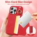 TAURI for iPhone 16 Pro Case, Removable Magnetic Wallet Case with Card Holder, [Compatible with MagSafe] Durable PU Leather Phone Case with Wireless Charging, Red