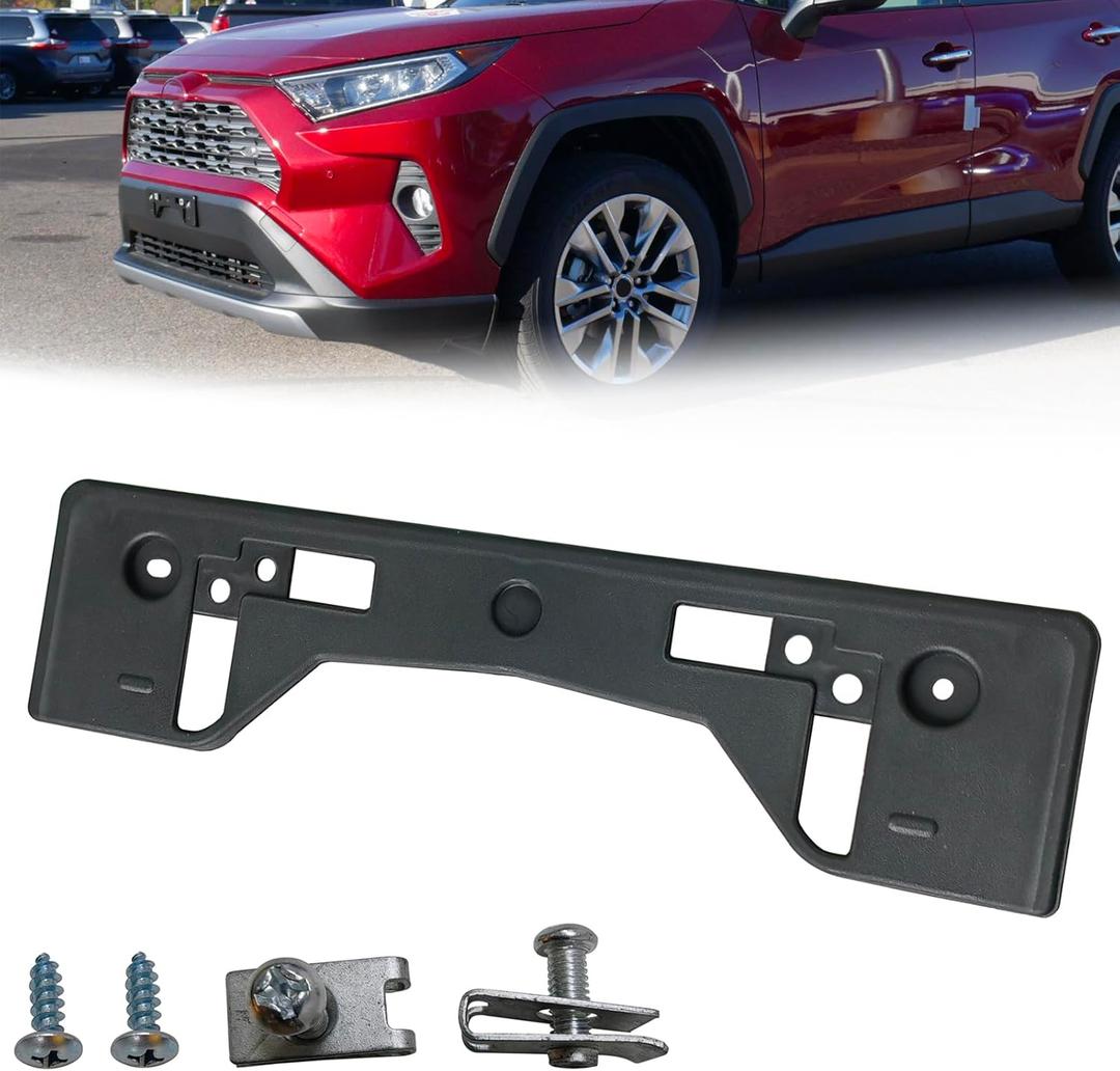 Front Bumper License Plate Frame Bracket Holder Fits for 2019 2020 2021 2022 2023 Toyota RAV4 Replace 521140R120,TO1068154