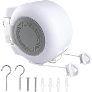 Retractable ClothesIine 2x49 Feet Outdoor Indoor, Dual Heavy Duty ClothesIines for Laundry Drying, Wall-Mounted Portable Easy Installation Washing Lines Rope (White-98FT)